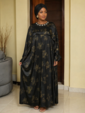 Black Floral Cape Styled Maxi Dress