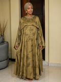 Golden Floral Cape Styled Maxi Dress