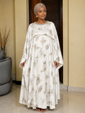 White Floral Cape Styled Maxi Dress