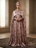 Pink Mauve Floral Cape Styled Maxi Dress