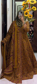 Mustard Floral Coat Maxi 2-Piece Set with Dupatta
